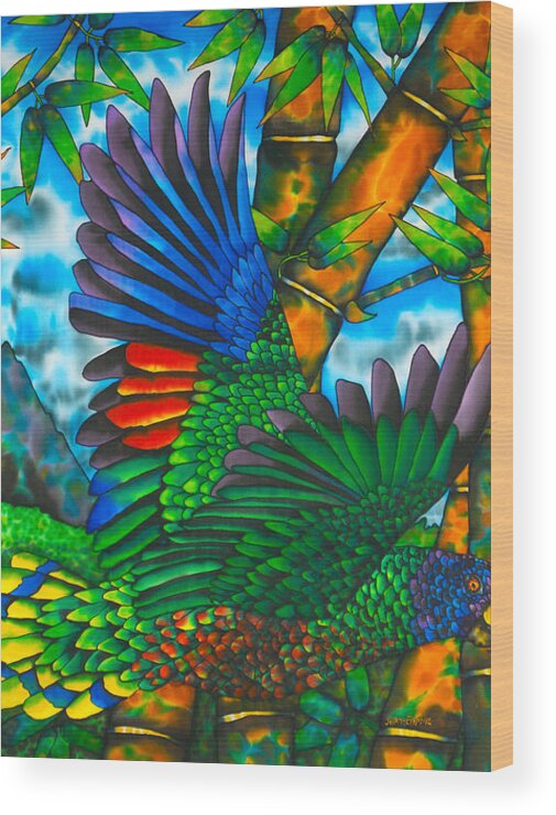 St. Lucia Parrot Wood Print featuring the painting Gwi Gwi St. Lucia Amazon Parrot - Exotic Bird by Daniel Jean-Baptiste
