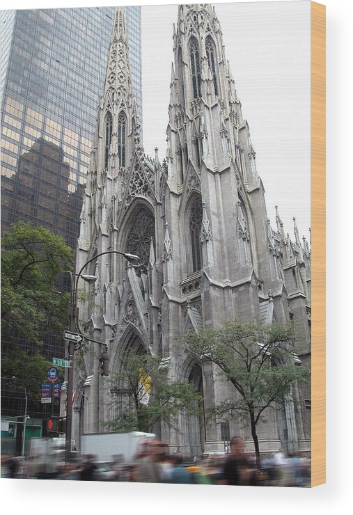 St Patrick's Cathedral Wood Print featuring the photograph St Patrick's Cathedral - Manhattan by Frank Mari