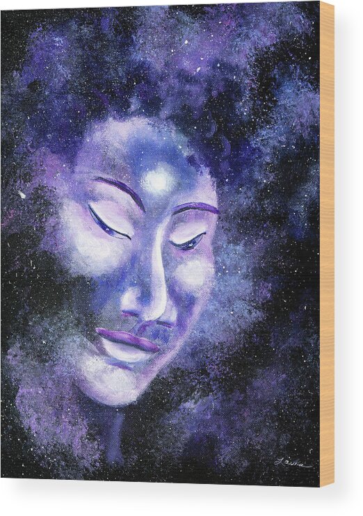 Buddha Wood Print featuring the painting Star Buddha of Equanimity by Laura Iverson