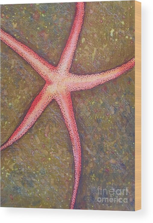 Starfish Wood Print featuring the painting Starfish by Mastiff Studios