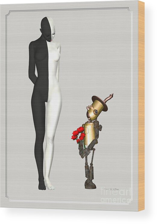 Steampunk Wood Print featuring the mixed media Steampunk Suitor by Barbara Milton