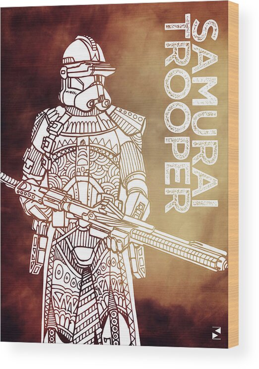 Stormtrooper Wood Print featuring the mixed media Stormtrooper - Star Wars Art - Brown by Studio Grafiikka
