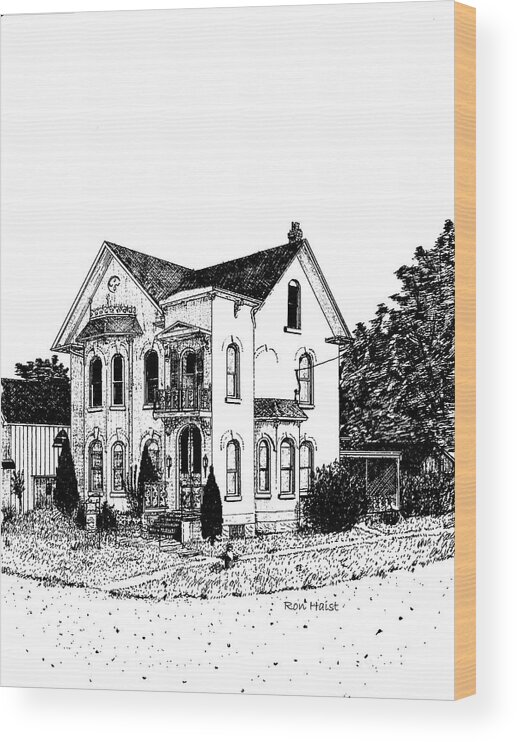 Pen Wood Print featuring the drawing Stouffville House by Ron Haist