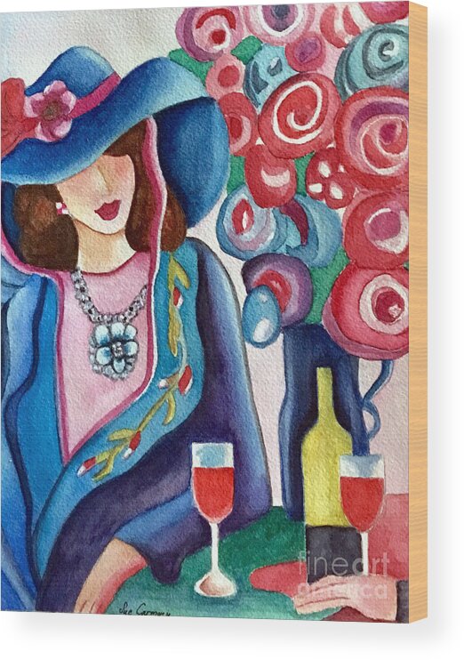  Lady Wood Print featuring the painting Relaxing by Sue Carmony