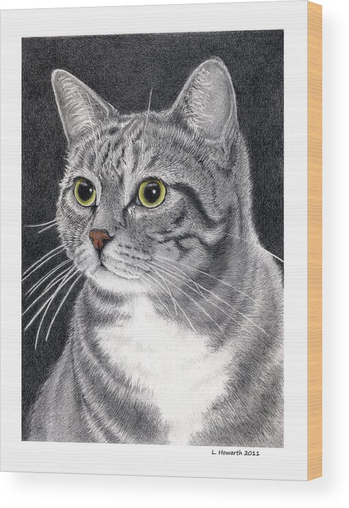 Cat Wood Print featuring the drawing Sugar Bear by Louise Howarth