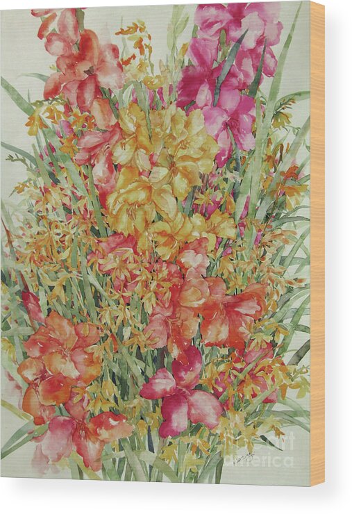 Gladiolas Wood Print featuring the painting Summer Day by Kim Tran