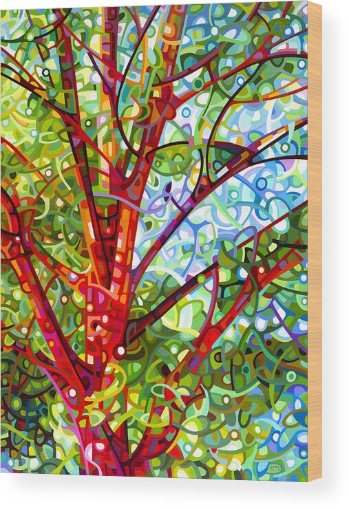 Contemporary Wood Print featuring the painting Summer Medley by Mandy Budan