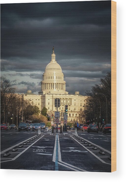 Washington Dc Wood Print featuring the photograph Sun Kissed Capitol by Ryan Wyckoff