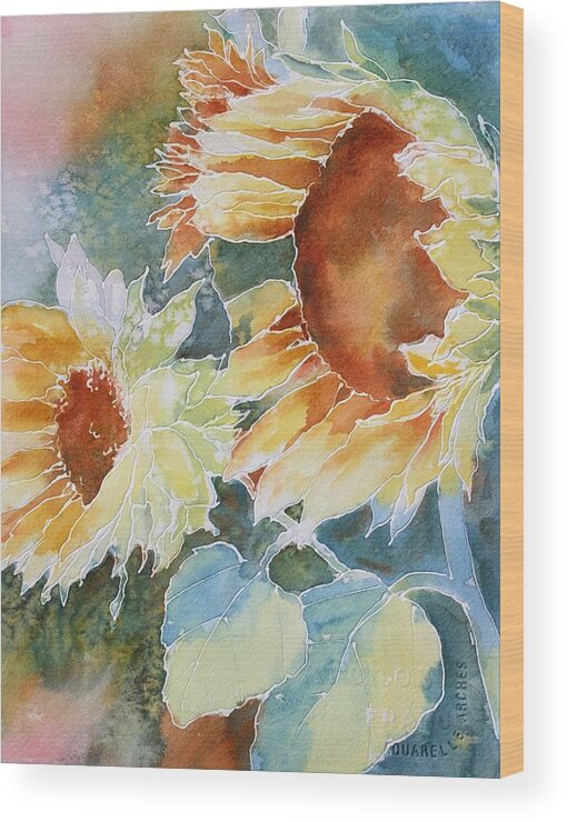 Sunflower Wood Print featuring the painting Sunflower Love by Tara Moorman