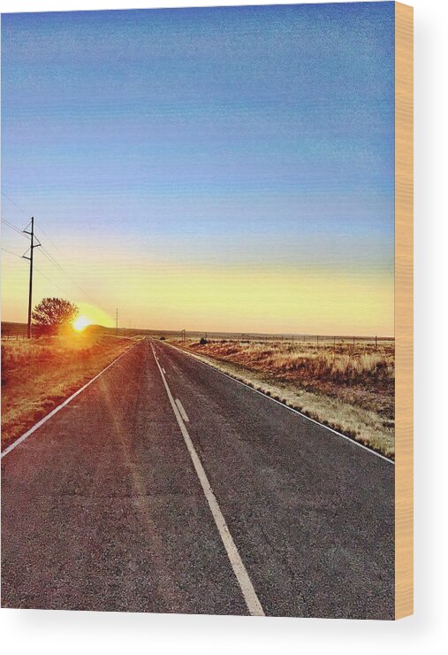 Sunrise Wood Print featuring the photograph Sunrise Road by Brad Hodges