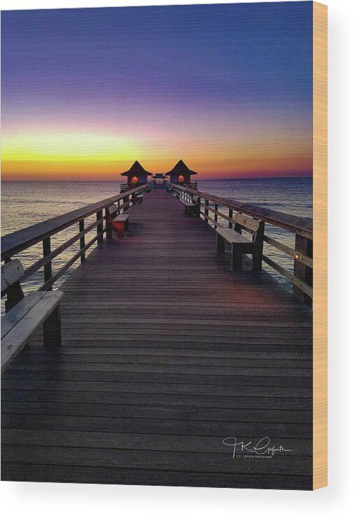 Pier Wood Print featuring the photograph Sunset On The Pier by TK Goforth