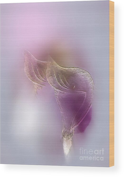 Abstract Wood Print featuring the digital art Surreal Calla 2 by John Krakora