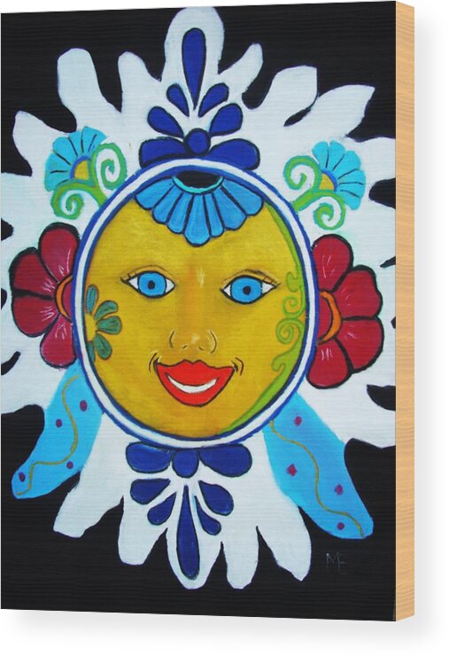 Sun Wood Print featuring the painting Talavera Sun by Melinda Etzold