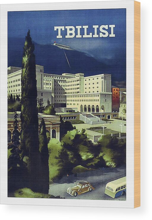 Tbilisi Wood Print featuring the painting Tbilisi, Georgia, travel poster by Long Shot