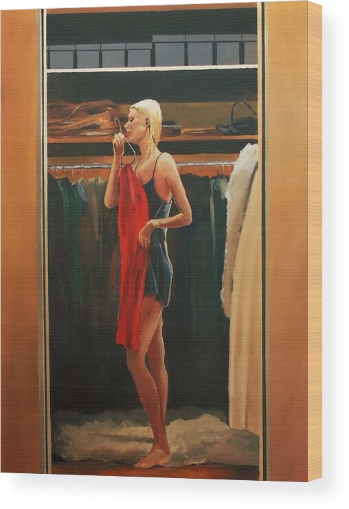Woman Wood Print featuring the painting The Changing Room by Terence R Rogers