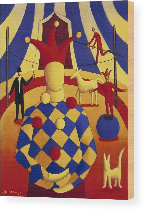 Circus Wood Print featuring the painting The circus blind juggler by Alan Kenny