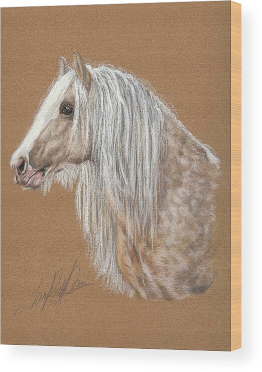Equine Wood Print featuring the pastel The Dappled Gypsy Romeo by Terry Kirkland Cook
