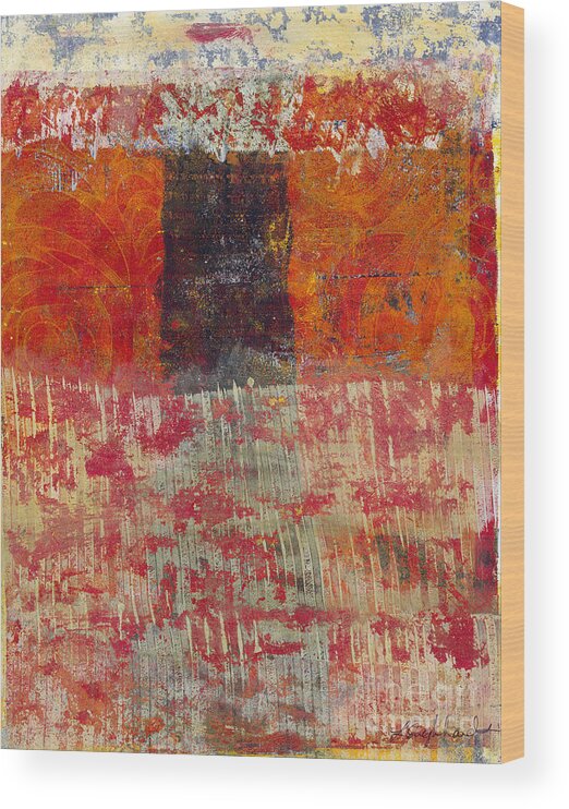 Abstract Wood Print featuring the painting The Door by Laurel Englehardt