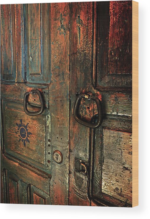 Lucinda Walter Wood Print featuring the photograph The Door of Many Colors by Lucinda Walter