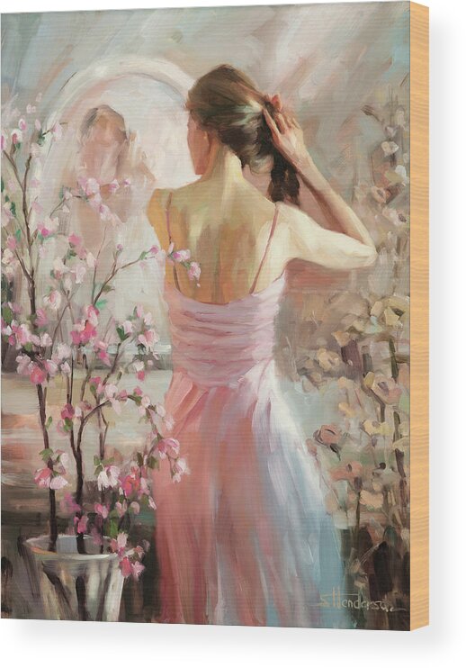 Woman Wood Print featuring the painting The Evening Ahead by Steve Henderson