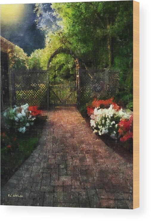 Landscape Wood Print featuring the painting The Garden Path by RC DeWinter