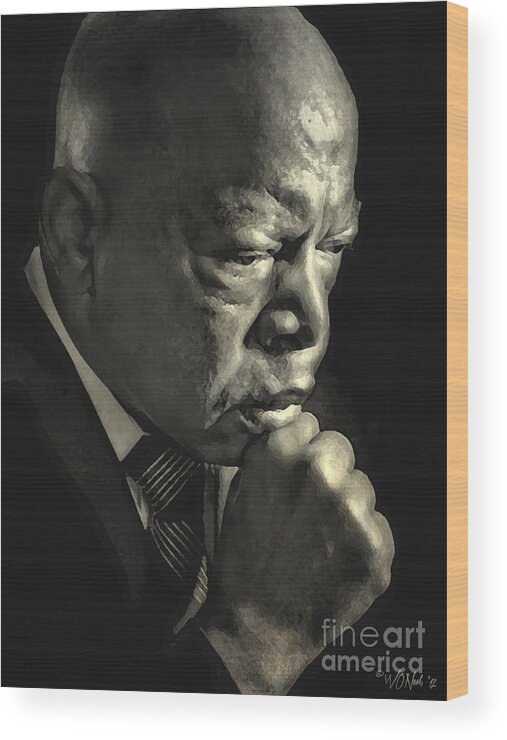 Feads Wood Print featuring the digital art The Honorable John Robert Lewis by Walter Neal