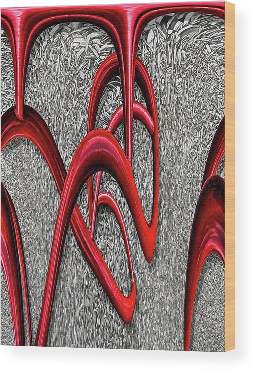 Abstract Wood Print featuring the digital art The Monday Lipstick Caper by Wendy J St Christopher