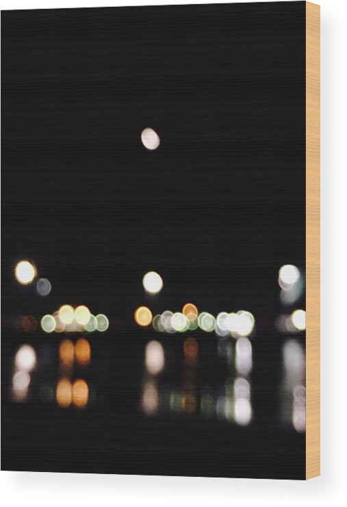 Port Wood Print featuring the photograph The port, the lights, and the moon by Ingrid Van Amsterdam