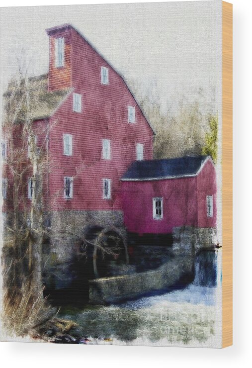 Landmark Wood Print featuring the photograph The Red Mill Museum by Marcia Lee Jones