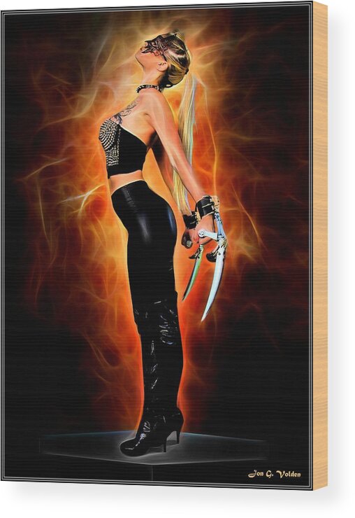 Fantasy Wood Print featuring the painting The Rise Of A Heroine by Jon Volden