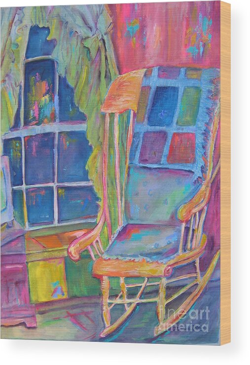 Chair Wood Print featuring the painting The Rocking Chair by Marlene Robbins