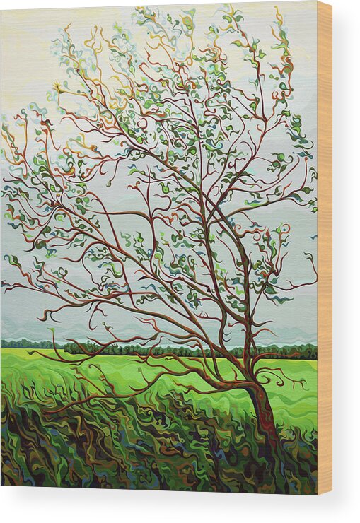 Tree Wood Print featuring the painting The Seasonal IndusTree by Amy Ferrari