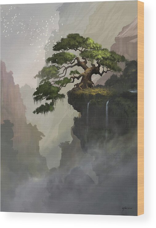 Asian Wood Print featuring the digital art The Tree by Steve Goad