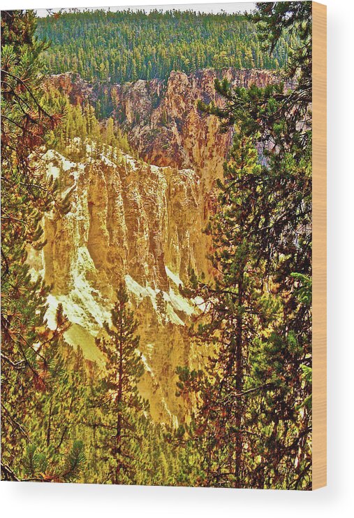 The Yellow Stone Of Yellowstone Canyon In Yellowstone National Park Wood Print featuring the photograph The YELLOW Stone of Yellowstone Canyon in Yellowstone National Park, Wyoming by Ruth Hager