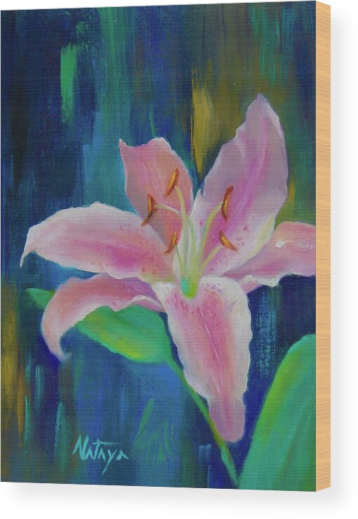 Lily Wood Print featuring the painting They Neither Toil Nor Spin by Nataya Crow