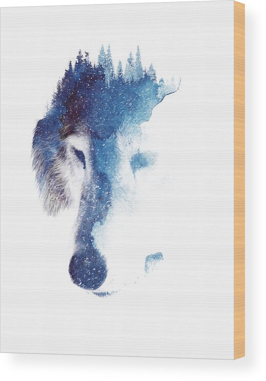 Wolf Wood Print featuring the mixed media Through many storms by Robert Farkas