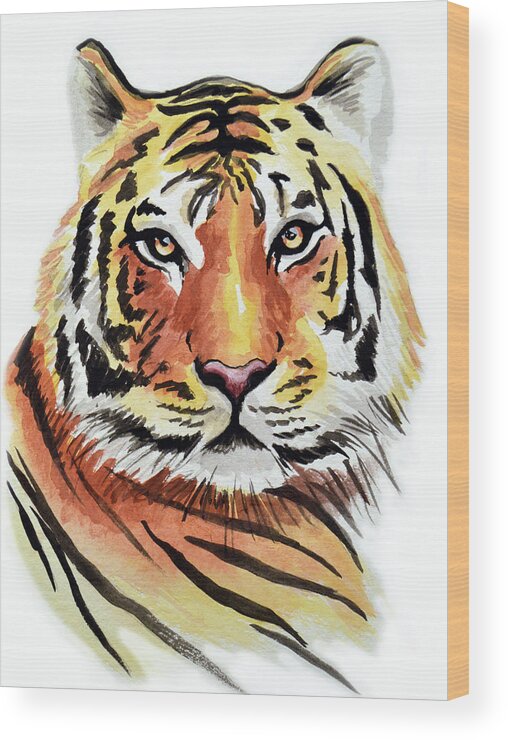 Tiger Wood Print featuring the painting Tiger Love by Amy Giacomelli