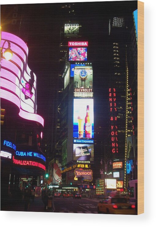 Times Square Wood Print featuring the photograph Times Square 1 by Anita Burgermeister