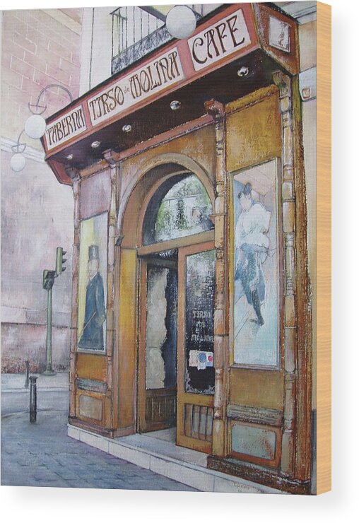 Tirso Wood Print featuring the painting Tirso De Molina Old Tavern by Tomas Castano