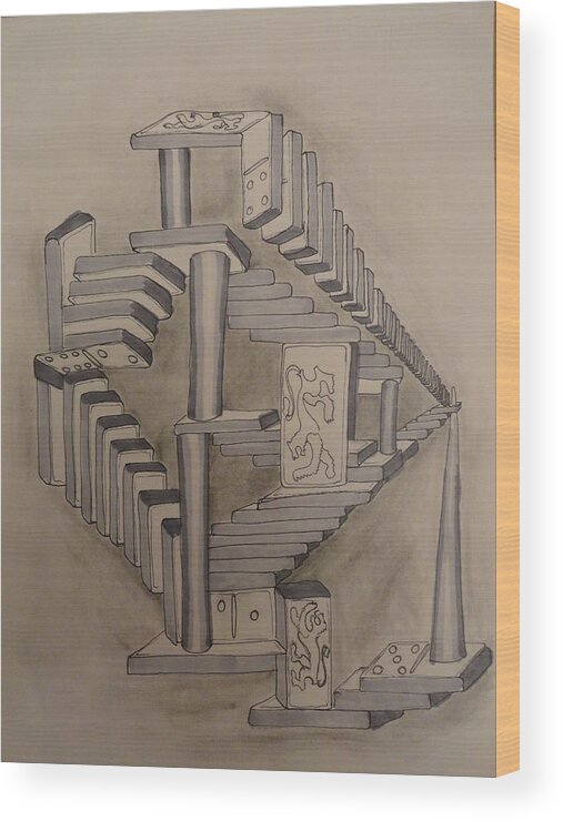 Geometic Wood Print featuring the drawing Tispy-Turvey by Susan Anderson
