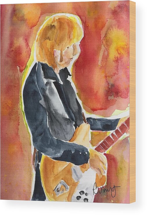 Legend Wood Print featuring the painting Tom Petty and Guitar by Bonny Butler