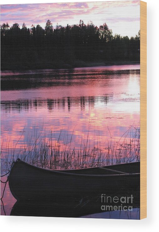 Alaska Wood Print featuring the photograph Tranquil Canoe In Sunset by Anthony Trillo