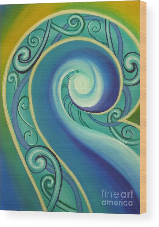 Reina Cottier Wood Print featuring the painting Tribal Ocean by Reina Cottier