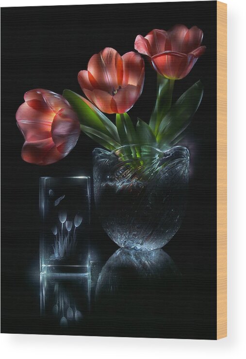 Still Wood Print featuring the photograph Tulips by Alexey Kljatov