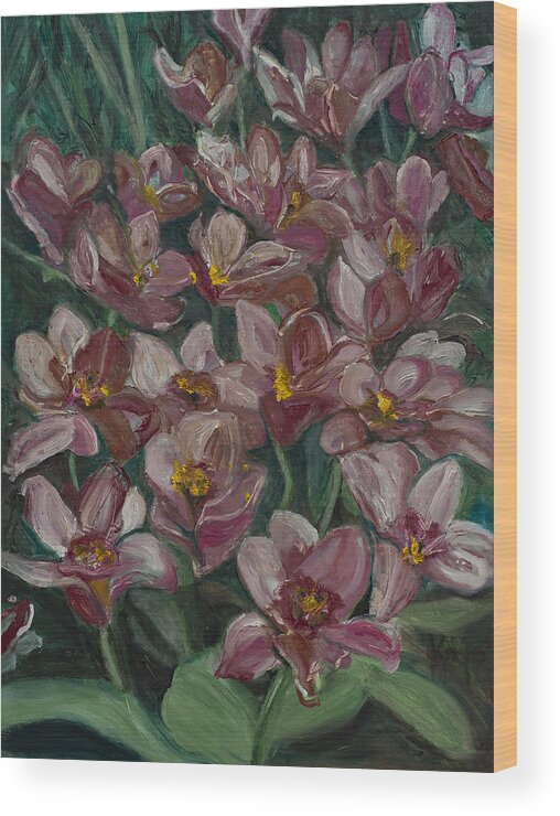 Gesso Board Wood Print featuring the painting Tulips from Holland by Kathy Knopp
