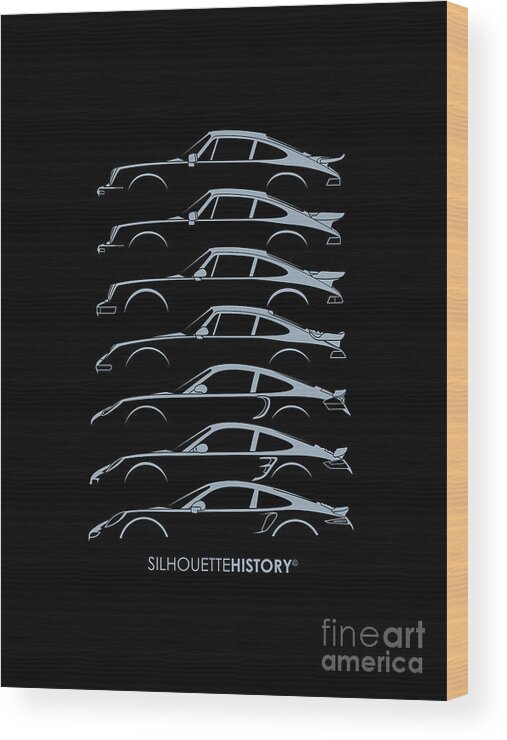 Sports Car Wood Print featuring the digital art Turbo Sports Car SilhouetteHistory by Gabor Vida