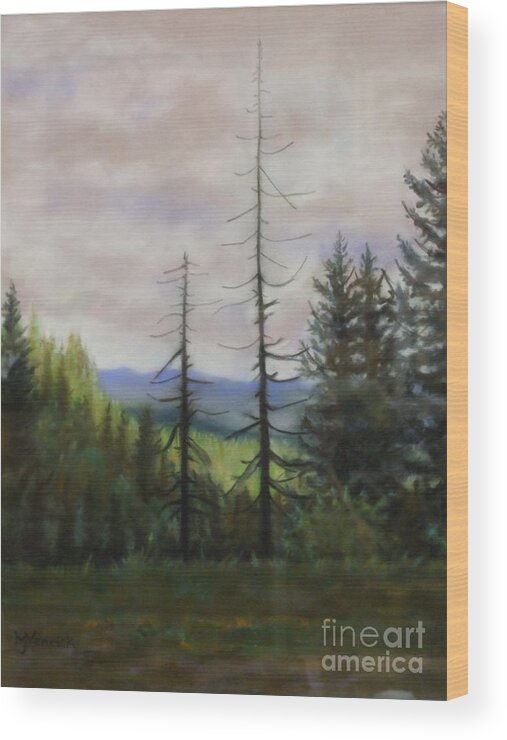 Landscape Wood Print featuring the painting U S A Beauty by M J Venrick