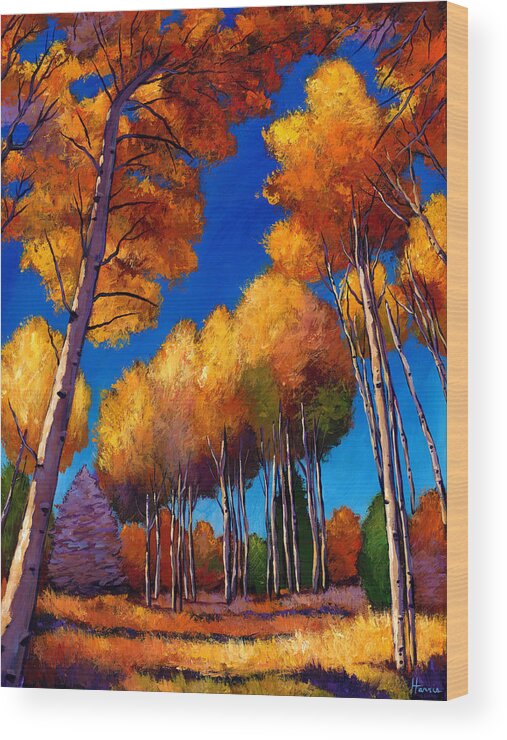 Autumn Aspen Wood Print featuring the painting Up and Away by Johnathan Harris