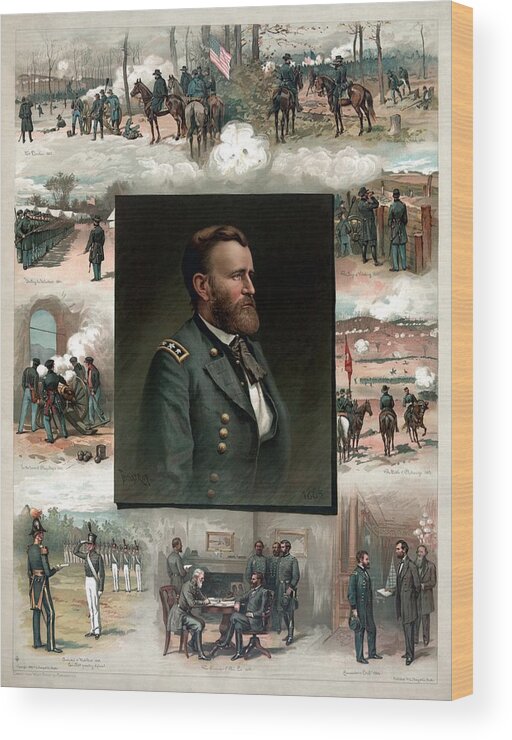 President Grant Wood Print featuring the painting US Grant's Career In Pictures by War Is Hell Store