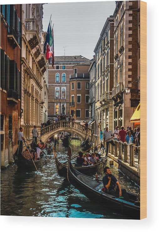 Venice Wood Print featuring the photograph Venice Traffic by Pamela Newcomb